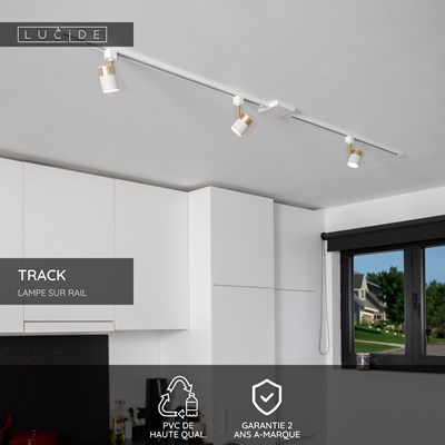 Lucide TRACK Cache/couvercle - Système de rail monophasé / Éclairage sur rail - 2 mètre - Blanc (Extension)